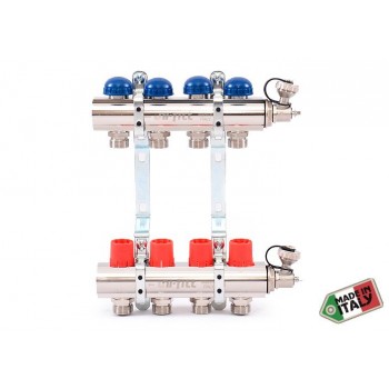 Коллекторная группа из нержавеющей стали с регулировочными и термостатическими вентилями Коллекторная группа из нержавеющей стали с регулировочными и термостатическими вентилями